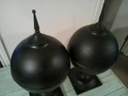 Antique Large 21  Architectural Metal Sphere Roof Finial Pair
