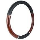  35710p Steering Wheel Cover With Woodgrain Design And Chrome Trim Black