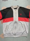 Vintage 80s Adidas Sweatshirt Full Zip Run Dmc Colorblock Large Red Black Gray