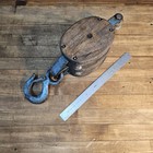 Vintage Block Tackle Pulley Wood   Cast Iron Pulley Boston Lockport    usa