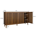 Walnut Grille Striped Sideboard 63  Buffet Storage Dining Cabinet