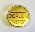 Gold Plated Metal Dealer Button In Case For Poker Games Such As Texas Hold em