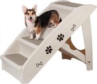 Pet Dog Stairs Foldable Nonslip Dog Steps For Small Pet Cats Dog Ramp Ladder Tan