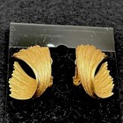Vintage 1950s Earrings Signed Tradition Gold Tone Mid Century Clip