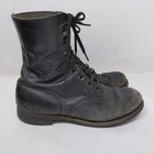 10 Boots Vtg 1965 Vietnam Era Combat Black Leather Distressed Biltrite Soles
