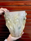 Xl Unique Color Ombr   Lalique Style Crystal Vase H10    Heavy Art Glass 12lb