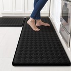 Cushioned Anti-fatigue Kitchen Mats Set - Non-slip Waterproof Floor Rugs  Black