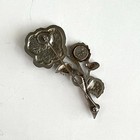 Pewter Company Rose Flower Brooch Pin Floral Stem Botanical Costume Jewelry 3   