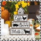 4 Pcs Farmhouse Decor Wooden Tiered Tray Signs  Rustic Rooster Farm Animal 