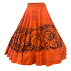 Vintage 1950s Orange Handpainted Floral Mexican Circle Skirt