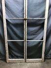 Antique Pair 4 Lite Vtg Wood 19x85 Shabby White Patio Doors Chic Old 991-24b