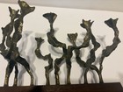 Menachem Berman Brutalist Menorah Bronze And Wood Israel Mid Century
