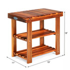 18 In  H 4-pair Wood Shoe Rack 3-tier Shoe Bench Freestanding Boots Organizer He