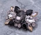 Vintage Crystal Shoe Clips Rhinestone Wedding Bridal Brooch Pins Black Champagne