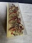 Set 4 Pier 1 Imports Gold-tone burgundy Beaded Metal Flower Napkin Rings In Box