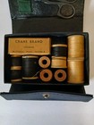 Vtg Crane Brand Travel Sewing Kit Foldable Box W  Scissors Thread Buttons Rare