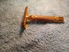 Gillette Bostonian 1920 Safety Razor Gold Brass Antique Vintage Knurled Pattern