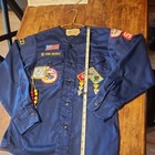 Vintage Boy Scouts Of America Bsa Youth Shirt Small Blue Sewn On Patches