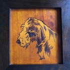 Small Framed Pyrography Portrait Of Airedale Terrier 1946