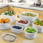 9pcs set Fruit Storage Containers For Fridge  Fridge With Removable Colander  Al