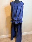 Fashion 1x Navy Blue Linen Blend Smocked Two-piece Set