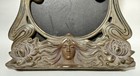 Antique Art Nouveau 12 Inch Standing Frame Woman s Head Brass On Cast Iron