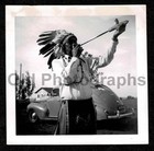 Native American Indain Headdress Smoking Peace Pipe Car Old vintage Photo- Aa150