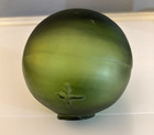 Great Vintage Dark Green Japanese Handblown Glass Fishing Float 3  Makers Mark