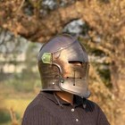 Barbuta Helmet 18g Steel Burnished Antique Medieval Larp Cosplay Visor Armor