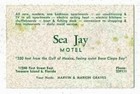Sea Jay Motel  Treasure Island  Florida - Business Card