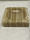 Vintage Mid Century Carved Polished Onyx Marble Natural Stone Ashtray 4    X 4   