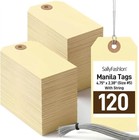 120 Pcs Manila Tags With Wire - Durable Heavyweight Shipping   Inventory Labels