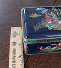 Vintage Daher Blue Asian Design Rectangular Metal Small Tin Made In England