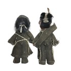 Vintage Native American Souvenir Dolls Pair Sleep Eyes Faux Suede Beaded Fringe