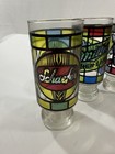Vintage Anchor Hocking Stained Beer Glasses Set Of 6 1970s Pabst Schlitz Miller