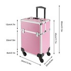 Pink Rolling Train Case Aluminum Trolley Professional Cosmetic Organizer Box