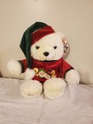 Dan Dee 2002 Christmas White Teddy Bear Burgundy Green Velvet Top 16 Inch Plush