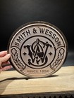 11 1 2  Vintage Style Round Metal Smith   Wesson Sign