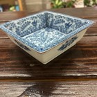 Signed Antique 19th Century Chinese Blue   White Porcelain Square Bird Bowl  hge