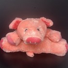 Dan Dee Pink Pig Plush Floppy Sewn Eyes Stripe Bow 24  Stuffed Animal Pillow 