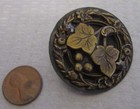 Antique 19c Brass Repousse Grape Leaf Button Large 40mm Riveted Top 1-5 8 
