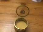 Vintage Ormolu Gold Filigree Round Jewelry Box casket Beveled Glass Heart 3 5 ff