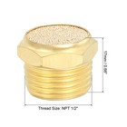 1 2  Npt Brass Pneumatic Exhaust Muffler  Flat Sintered Filter  Golden