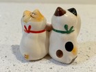 Japanese Double  White Good Fortune Lucky Cat W heart Maneki Neko - Nice 