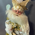 Vintage Mark Roberts Fairy Santa Doll Figurine White Christmas Pixie Wizard Tags