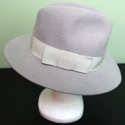 Felt Fedora Grey 100  Wool Hat With Wide Band