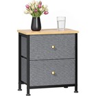 Nightstand 2 Drawers Bedside Table With Removable Fabric Bins Sturdy Steel Frame