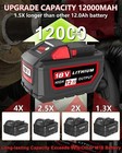 1 Pack Replacement Battery For Milwaukee M-18 Battery 12 0ah High Output
