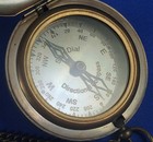 Vintage Maritime Pocket Sundial Nautical Brass Compass With Antique Leather Case