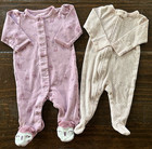 Baby Girl Size 0-3 Months One-piece Footie Sleepers Pajamas Bundle Lot Of 5